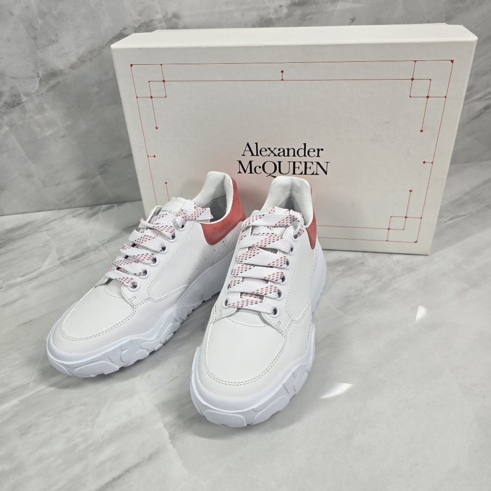 Alexander McQueen White and Coral Sneakers